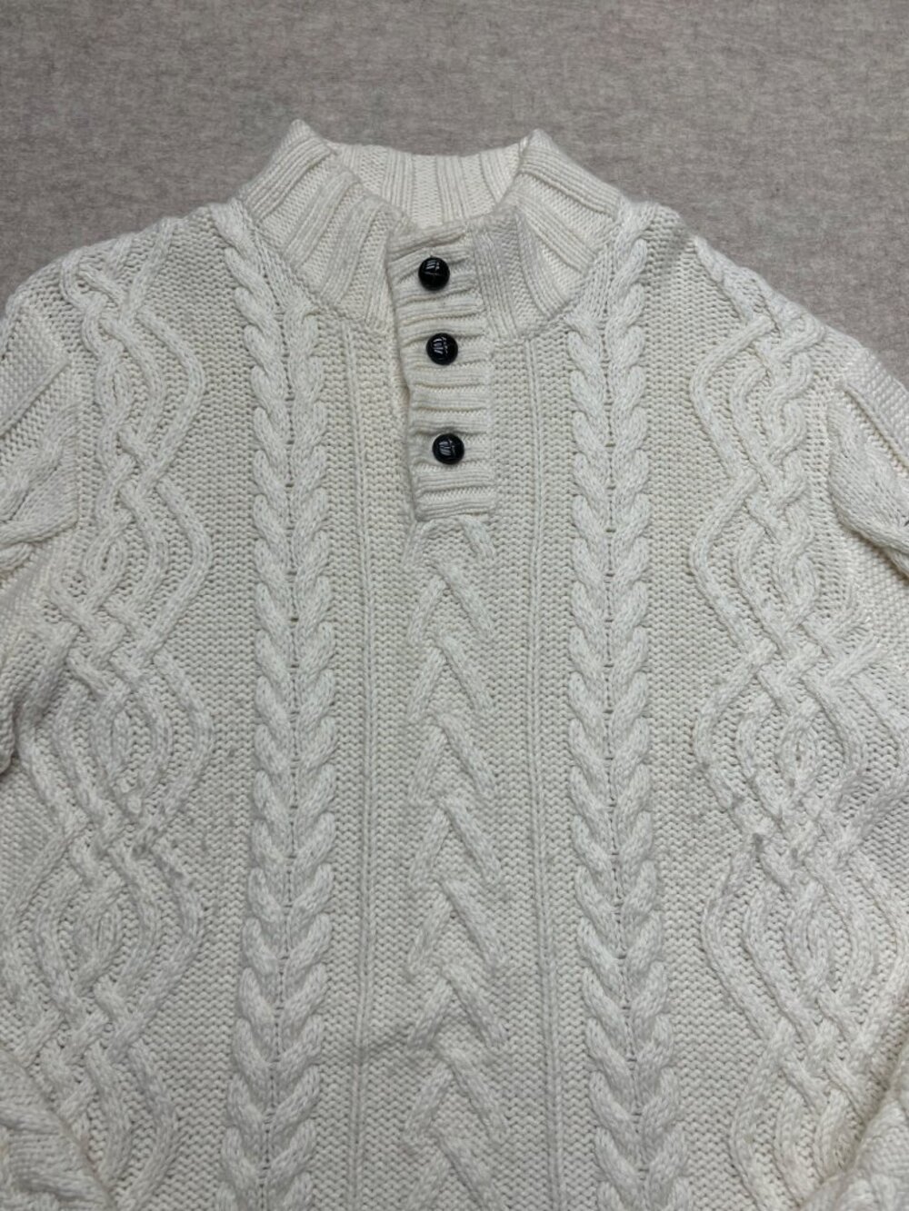 Old Navy Wool Blend Cable Knit Long Sleeve Fisherman Pullover Sweater XL Vintage - Picture 2 of 10